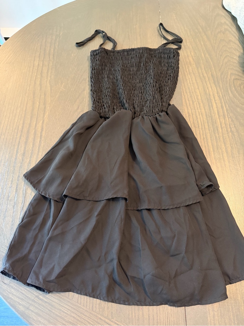 Girls Black Smocked Tiered Sundress
